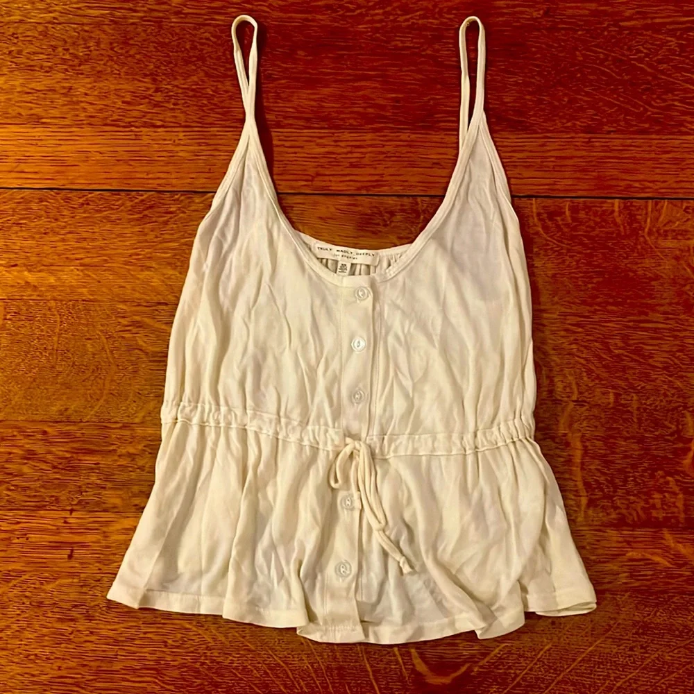 Beautiful Ecru Jersey Tank Blouse, by Truly Madly Deeply, Los Angeles. Size XS - Picture 1 of 4